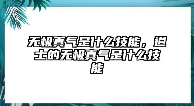 無極真氣是什么技能，道士的無極真氣是什么技能