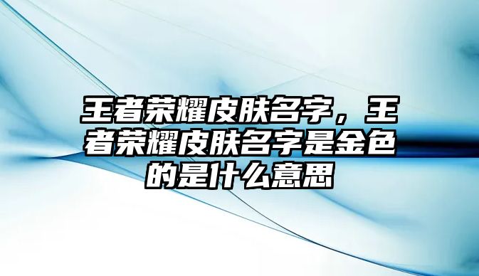 王者榮耀皮膚名字，王者榮耀皮膚名字是金色的是什么意思