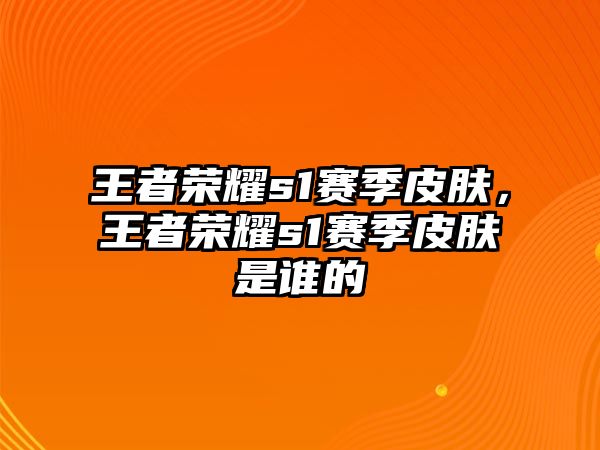 王者榮耀s1賽季皮膚，王者榮耀s1賽季皮膚是誰的