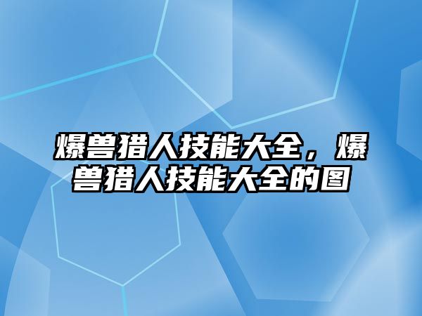 爆獸獵人技能大全，爆獸獵人技能大全的圖