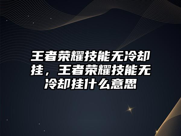 王者榮耀技能無冷卻掛，王者榮耀技能無冷卻掛什么意思