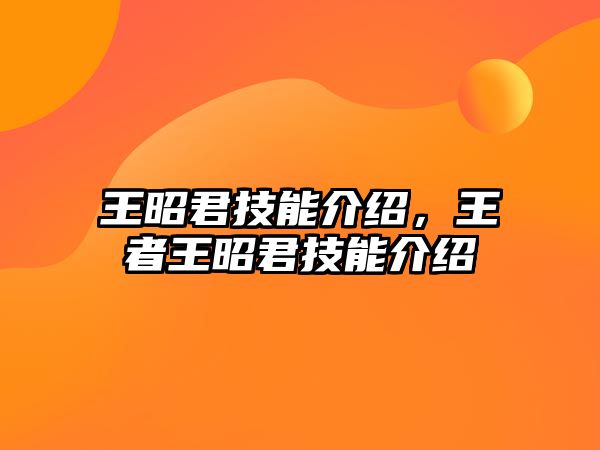 王昭君技能介紹，王者王昭君技能介紹