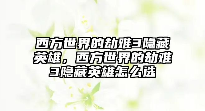 西方世界的劫難3隱藏英雄，西方世界的劫難3隱藏英雄怎么選