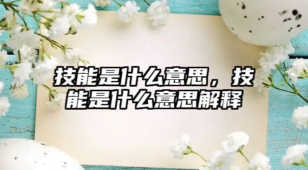 技能是什么意思，技能是什么意思解釋