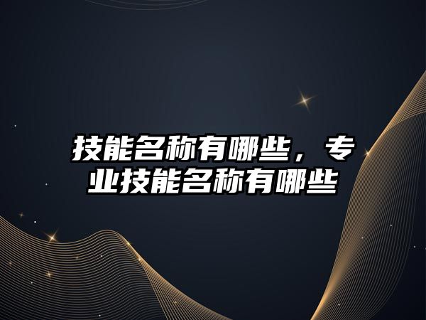 技能名稱有哪些，專業(yè)技能名稱有哪些