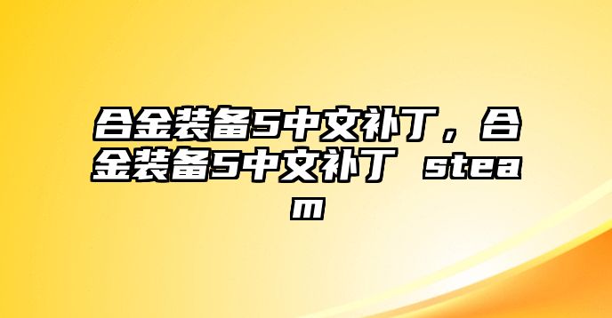 合金裝備5中文補(bǔ)丁，合金裝備5中文補(bǔ)丁 steam