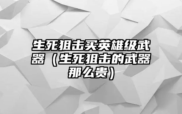 生死狙擊買英雄級武器（生死狙擊的武器那么貴）