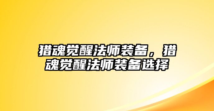 獵魂覺醒法師裝備，獵魂覺醒法師裝備選擇