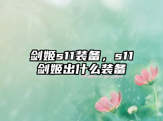 劍姬s11裝備，s11劍姬出什么裝備