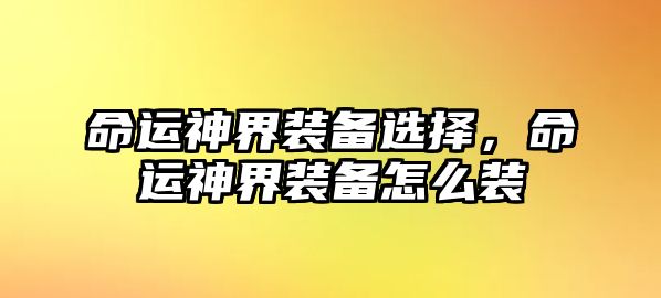 命運神界裝備選擇，命運神界裝備怎么裝