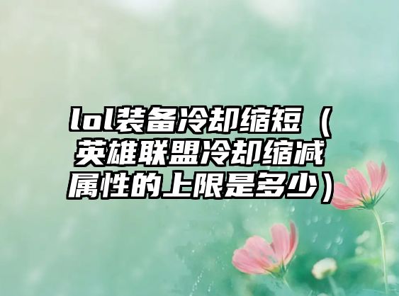 lol裝備冷卻縮短（英雄聯盟冷卻縮減屬性的上限是多少）