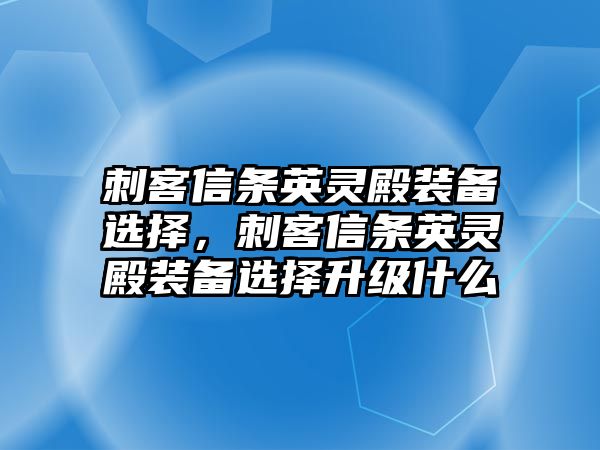 刺客信條英靈殿裝備選擇，刺客信條英靈殿裝備選擇升級什么