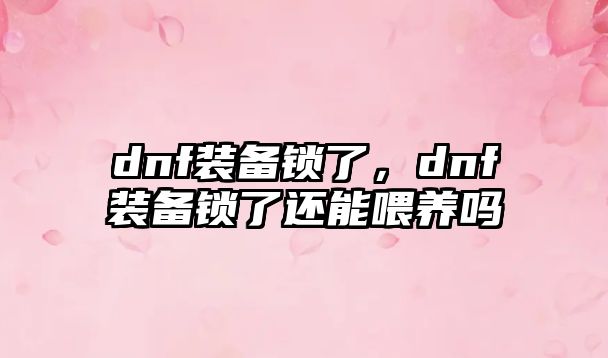 dnf裝備鎖了，dnf裝備鎖了還能喂養嗎