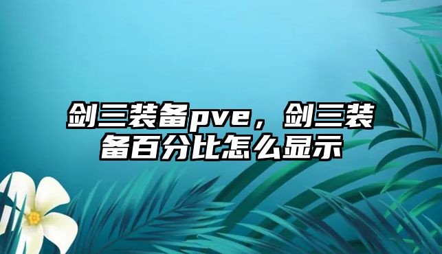 劍三裝備pve，劍三裝備百分比怎么顯示