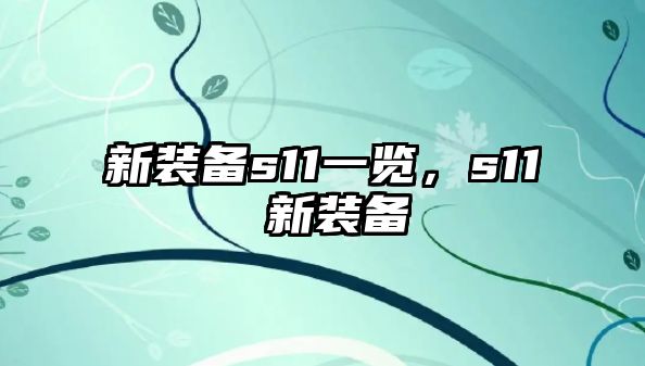 新裝備s11一覽，s11 新裝備