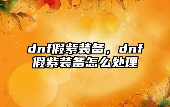 dnf假紫裝備，dnf假紫裝備怎么處理