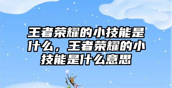 王者榮耀的小技能是什么，王者榮耀的小技能是什么意思