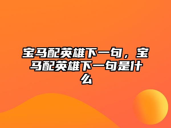 寶馬配英雄下一句，寶馬配英雄下一句是什么