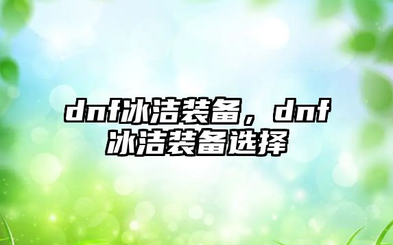 dnf冰潔裝備，dnf冰潔裝備選擇