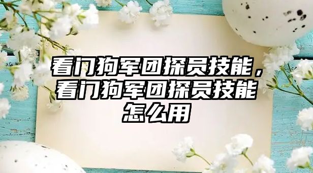 看門狗軍團探員技能，看門狗軍團探員技能怎么用