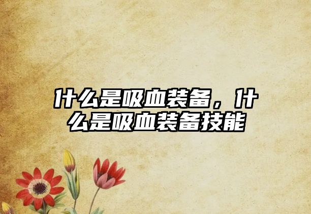 什么是吸血裝備，什么是吸血裝備技能