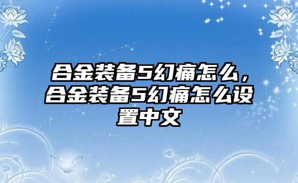 合金裝備5幻痛怎么，合金裝備5幻痛怎么設(shè)置中文