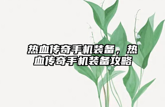 熱血傳奇手機裝備，熱血傳奇手機裝備攻略