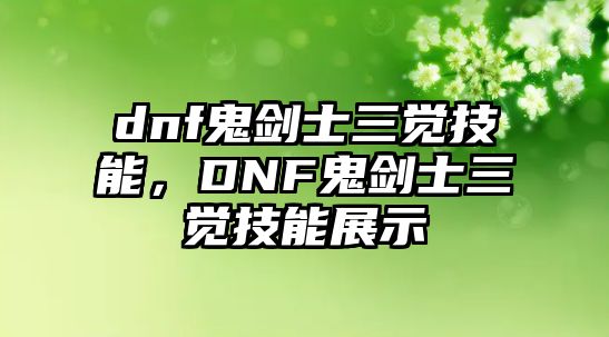 dnf鬼劍士三覺技能，DNF鬼劍士三覺技能展示