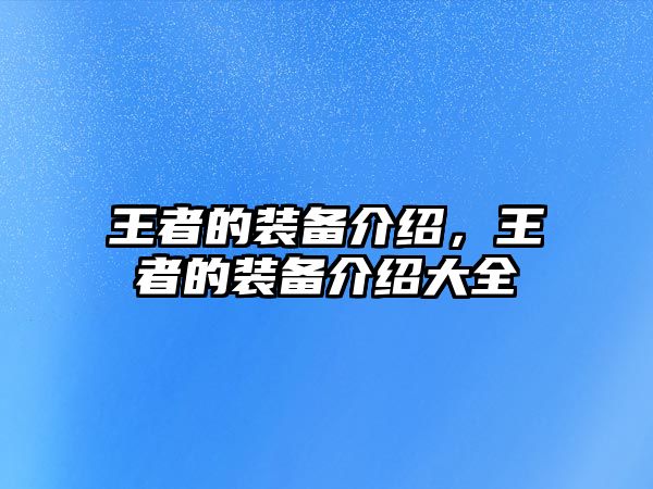 王者的裝備介紹，王者的裝備介紹大全