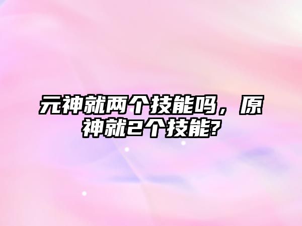 元神就兩個技能嗎，原神就2個技能?