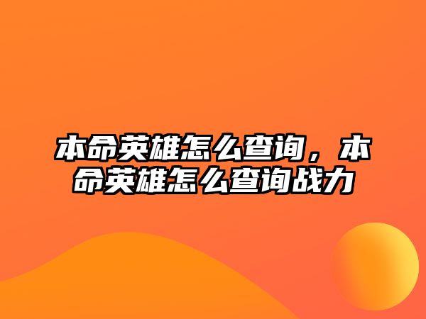 本命英雄怎么查詢，本命英雄怎么查詢戰力