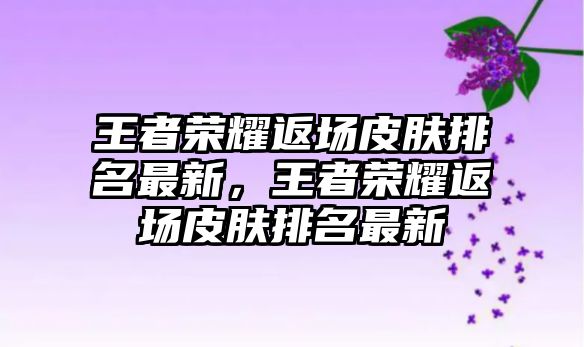 王者榮耀返場皮膚排名最新，王者榮耀返場皮膚排名最新