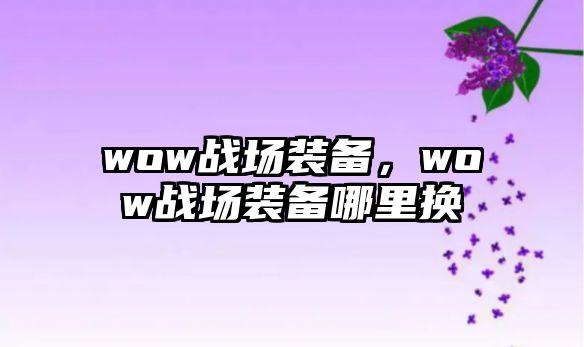 wow戰場裝備，wow戰場裝備哪里換