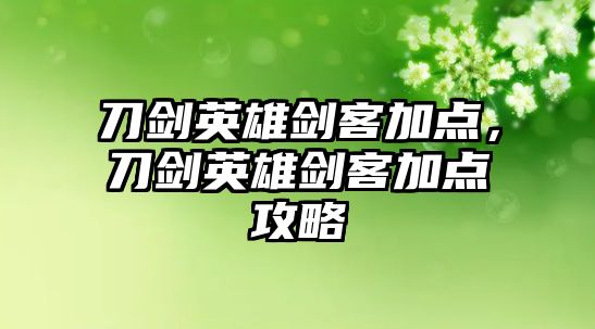 刀劍英雄劍客加點，刀劍英雄劍客加點攻略